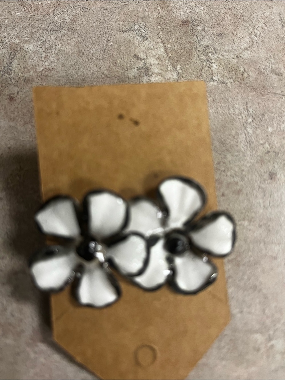 White Enamel Flower Stud Earrings - Brand Unspecified